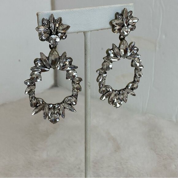 Baublebar Large Oval Post Clear Sone Earrings - Picture 1 of 8